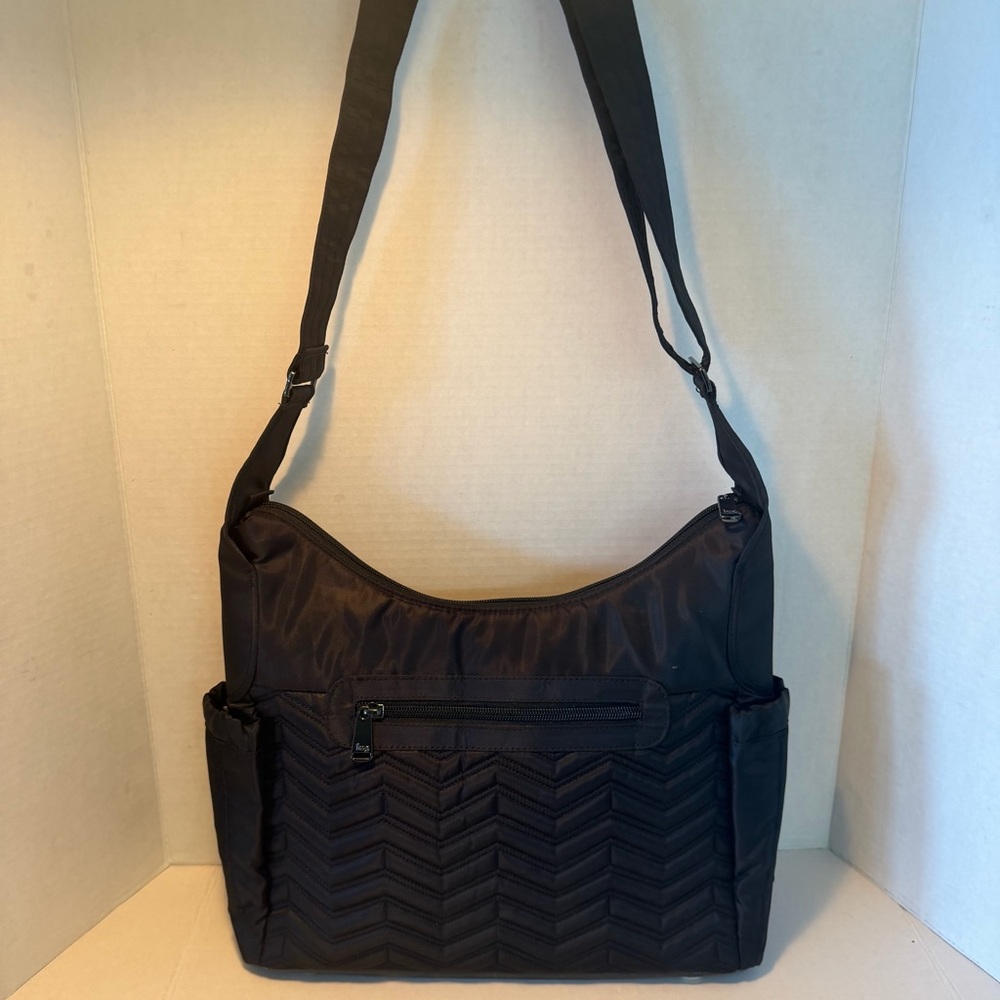 LUG Camper Elegant Black Quilted Shoulder Bag Great for Travel or Everyday